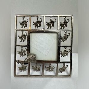 Ashleigh Manor Silver Tone Dangling Cat Charms Picture Frame Yarn Ball
